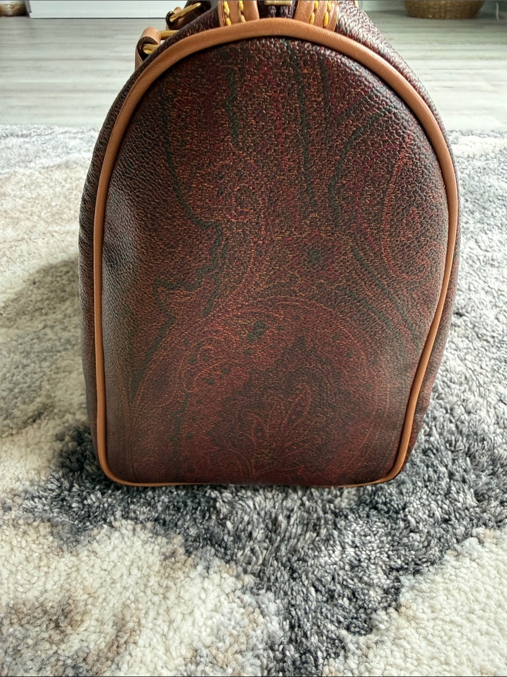 Etro Dark Brown Leather Satchel with Tan Handles - Picture 3 of 16